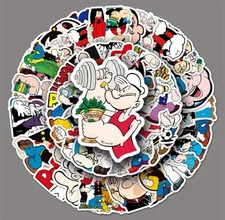 25 Piece Mix Lot 2” Popeye & Friends Stickers Water Bottles, Waterproof Random