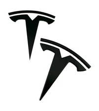 2pc FRONT/REAR SET 2016-2026 Model S "T" Badge Metal Emblem (Satin Matte Black)