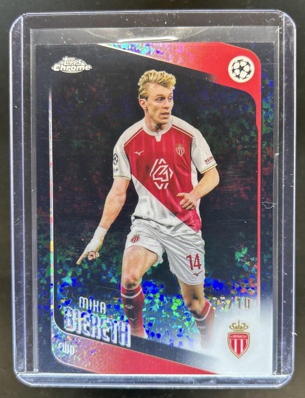 2025-26 Topps Chrome UEFA Mika Biereth Black Mini-Diamonds Refractor #/10 Monaco