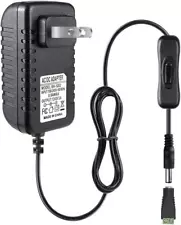 12v Power Supply, 12 Volt 2a 24w Dc Power Supply with on Off Switch, Black