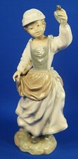Lladro Girl with Sparrow Glazed Porcelain Figurine #4758 Retired