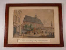 Stahlstich Peter Suhr 1788-1857 Johanniskirche in Hamburg coloriert