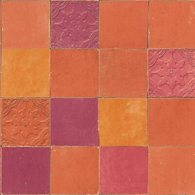 Profhome 374065-GU Küchen Bad Tapete Kachelmuster matt orange rot 5,33 m2