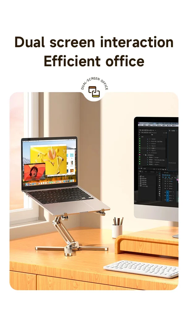 360° Rotating Laptop Stand with Heat Dissipation - Foldable Holder