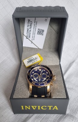 INVICTA Pro Diver NEU Gold Blau Schwarz ungetragen OVP 48mm
