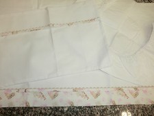 SET LETTINO LENZUOLINO LENZUOLO +FEDERA+SOTTO CON ANGOLI DA RICAMARE 100% COTONE