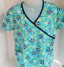 CASSANDRA O Colorful Floral Mock Wrap Scrub Top 9003-49 MEDIUM Nurse Medical