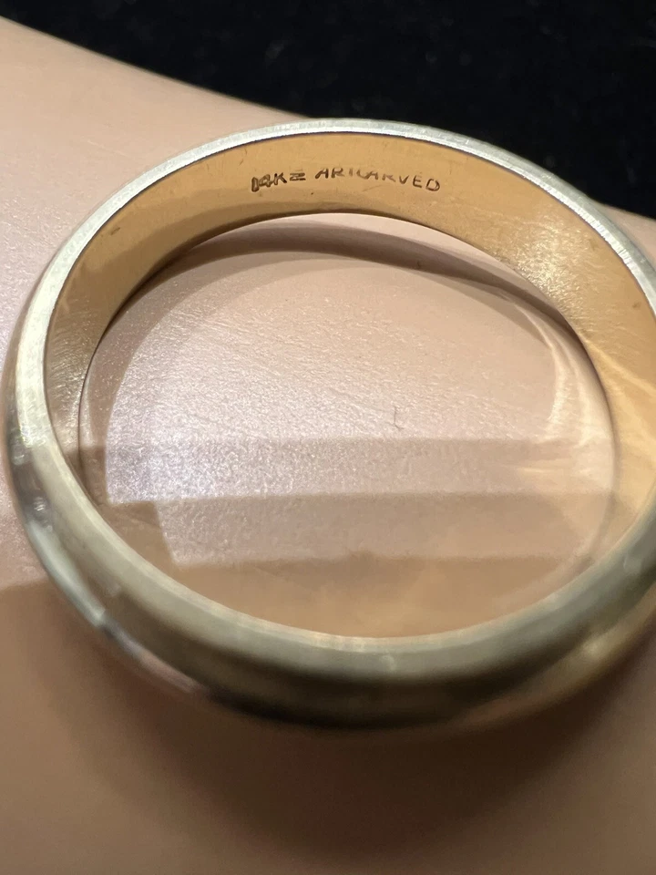 BANDA DE BODA TALLA 9,25 VINTAGE ESTATE ORO AMARILLO 14k borde de cuentas 5,33 g Foto 3 de 4