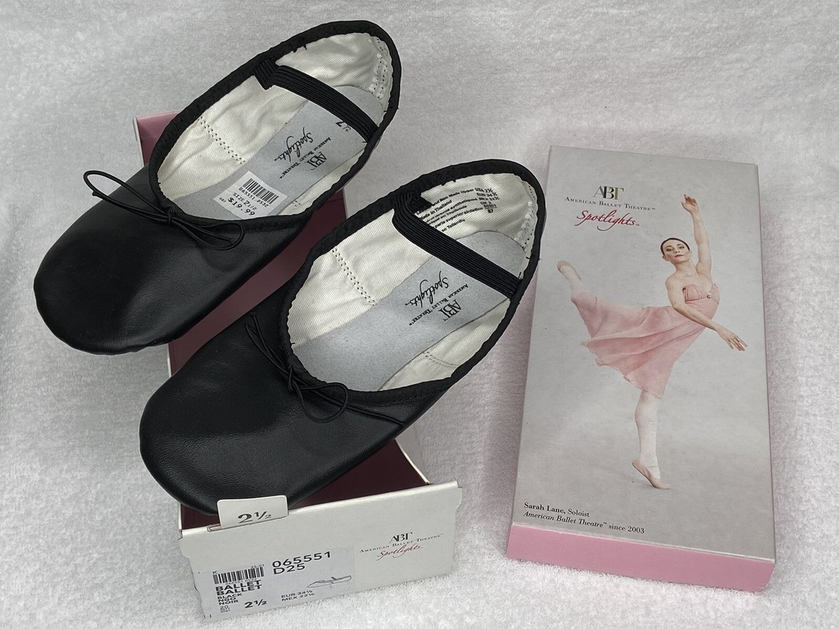 New NIB ABT Spotlights Girls Soft Leather Ballet Shoes Non-Slip