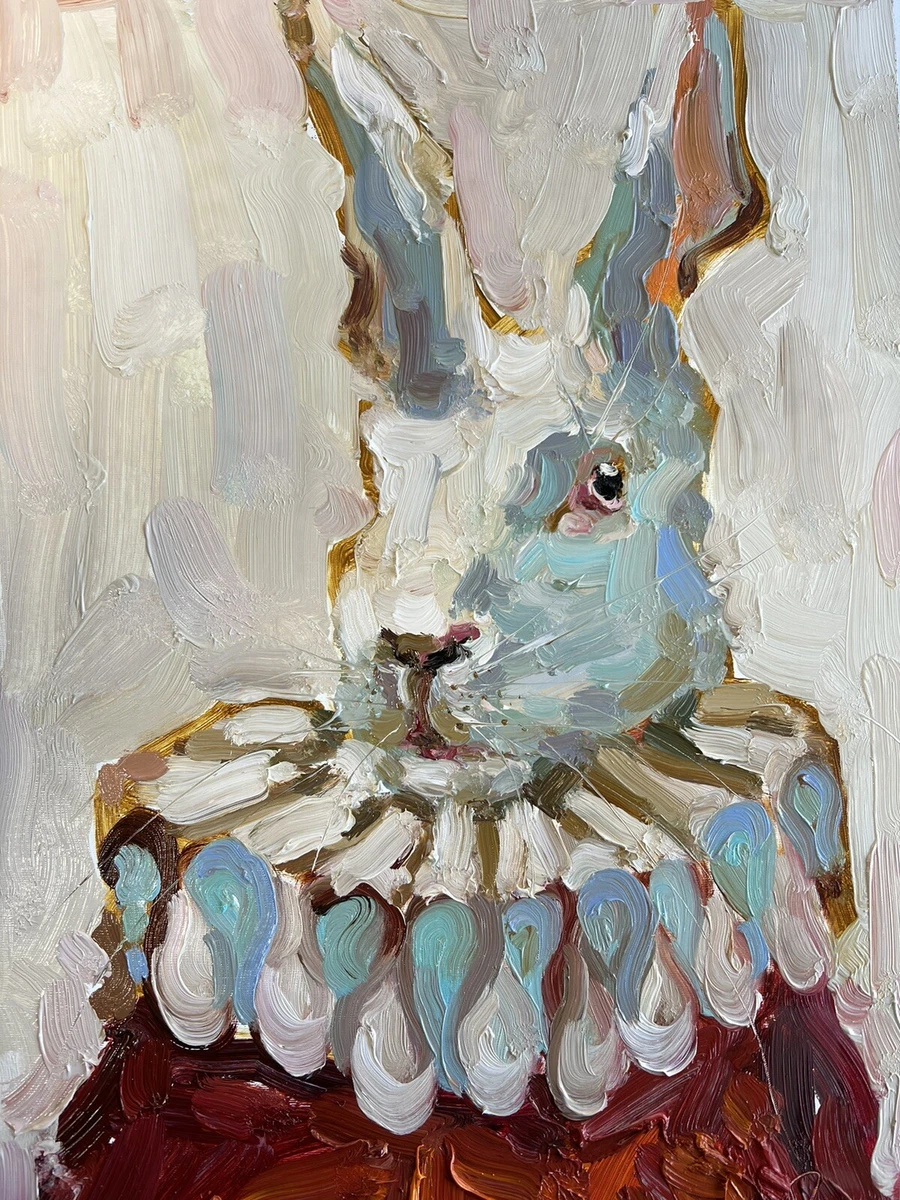 Bunny Painting Original Animal Artwork Easter Bunny Painting Bunny wall art