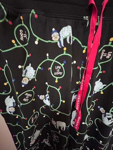 Life Is Good Women's Snuggle Up Sle Chillin Sloth Pajama Bottom Cotton Size M - Picture 2 of 14