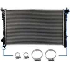 Radiator w/ 4xUniversal Oil Hose Clamps For 08-13 Ford Taurus 07-11 Lincoln MKX