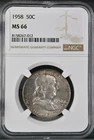 1958 50C  Franklin Half Dollar NGC MS66  8158267-012