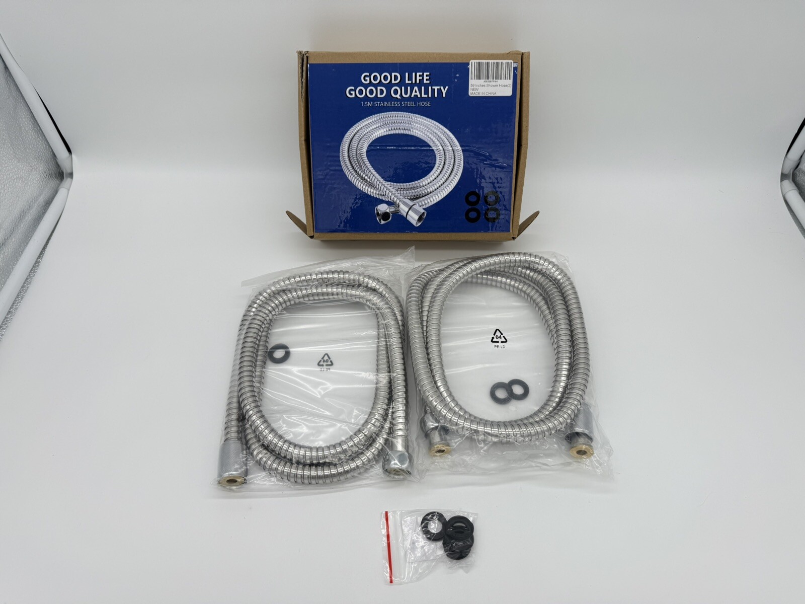 2 Pack 59-Inch Stainless Steel Flexible Shower Hose 1.5M Replacement