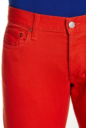 Vince Mens Size 30/33 Jeans Button Fly Straight Leg Denim Cadmium Orange Pants - Picture 2 of 5