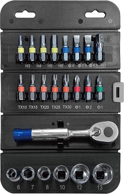 Torin Reversible 72 teeth Geared Ratchet for Socket and Bits Set, 23-Piece