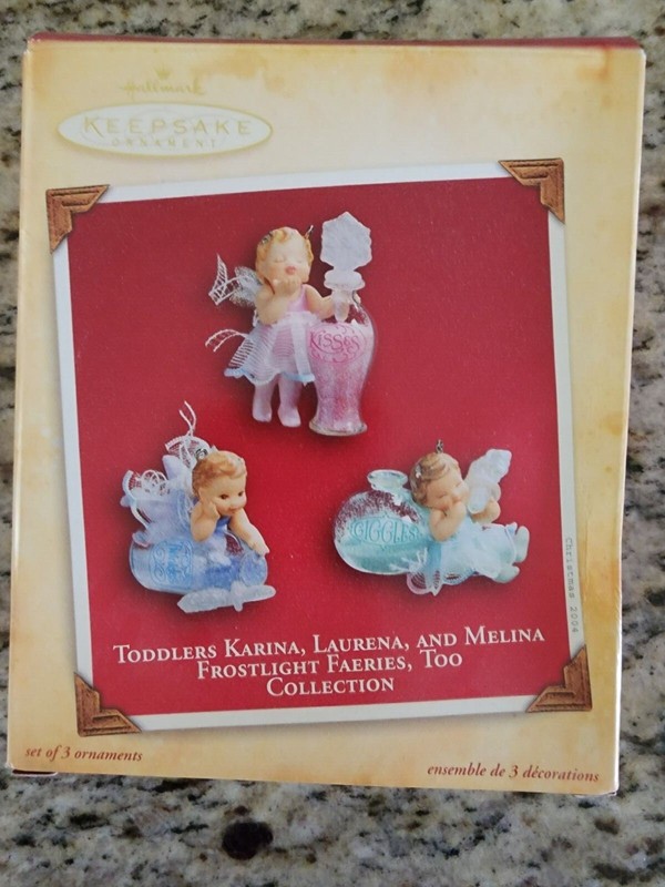 2004 Hallmark Ornaments Toddlers Karina Laurena & Melina Frostlight Faeries NEW