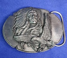 Vintage 1989 Native American Eagle Belt Buckle Siskiyou Belt Co KG CR17 Western