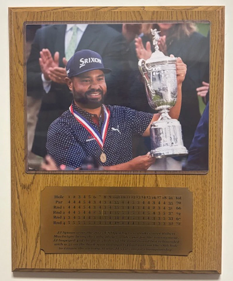 Placa fotográfica JJ Spaun 2025 US Open Champion 8x10 con placa de identificación grabada Foto 2 de 4