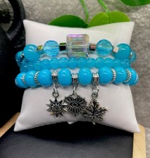 3 PC Handmade Boho Beaded Stackable 6.5 Plus Stretch Bracelet Set New B1329