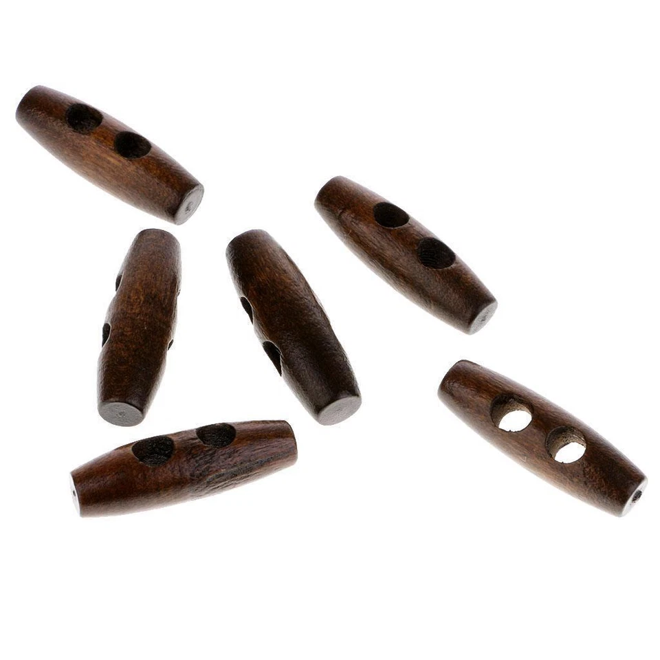 100x DIY Wood Sewing Horn Toggle Buttons for Clothing Accessories 30 x 10mm - Image 4 of 4