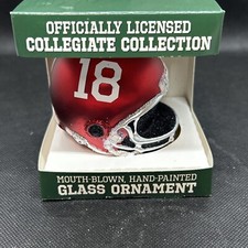 Alabama Football Helmet Glass Christmas Ornament New In Box