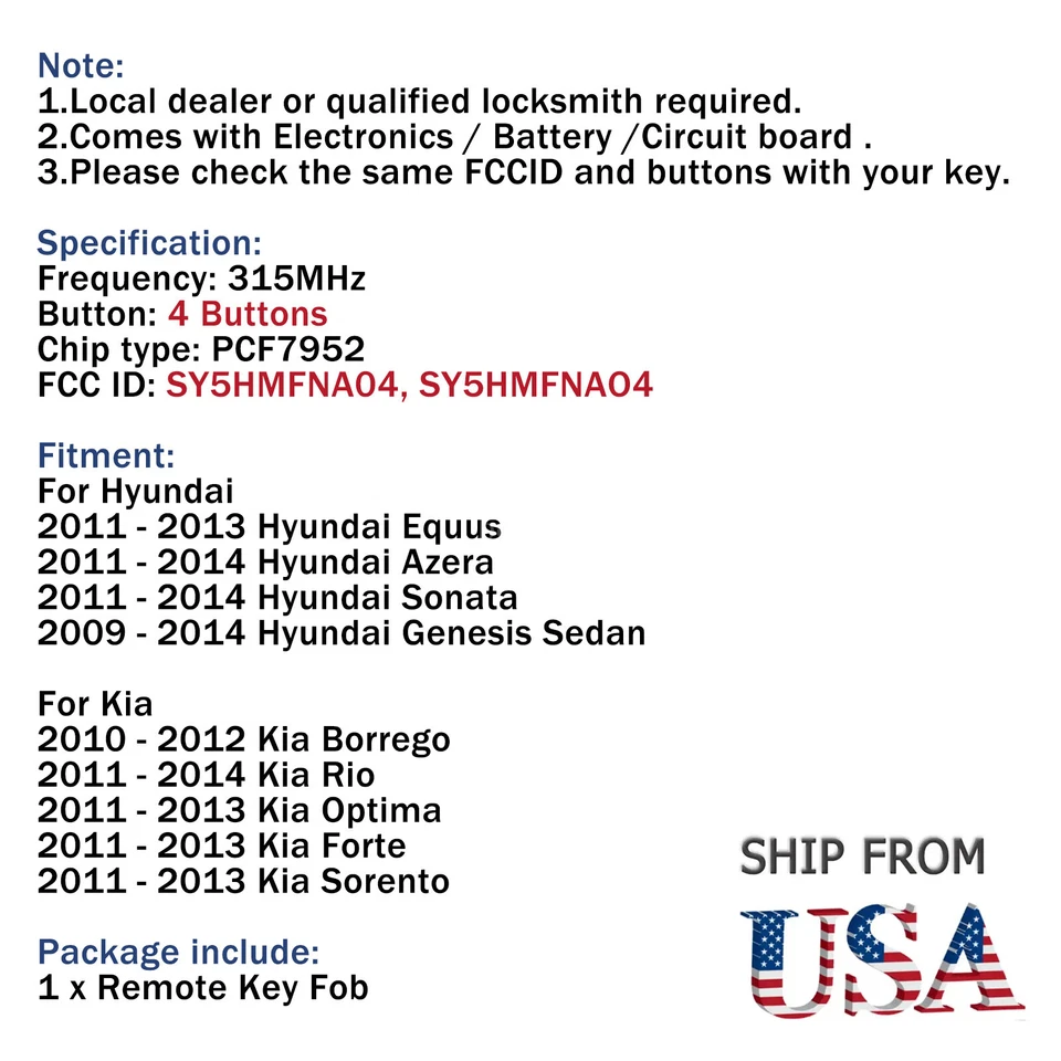 Llavero remoto para coche inteligente Hyundai Veloster 2012 2013 2014 2015 2016 2017 Foto 2 de 4