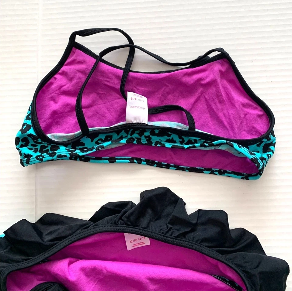 Xhilaration Niñas XL 14 16 Cheetah Bikini 2 Piezas Traje de Baño Nadar Pooh Playa Cheet Foto 4 de 4