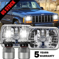 Pair For Jeep Cherokee Xj Yj Truck 7x65x7 Rectangle Led Hi-lo Beam Headlights