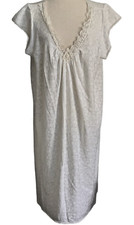 Vintage Nicole White Textured Lace Opaque Floral Midi Nightgown Ladies X Large
