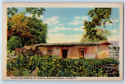 c1940 Las Animas Colorado CO Vintage Postcard Old Home Kit Carson Fred Harvey