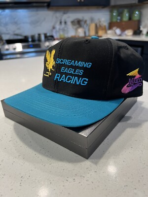 Vintage Hat Screaming Eagles 1990s Teal And Black Men s Hat Race Team