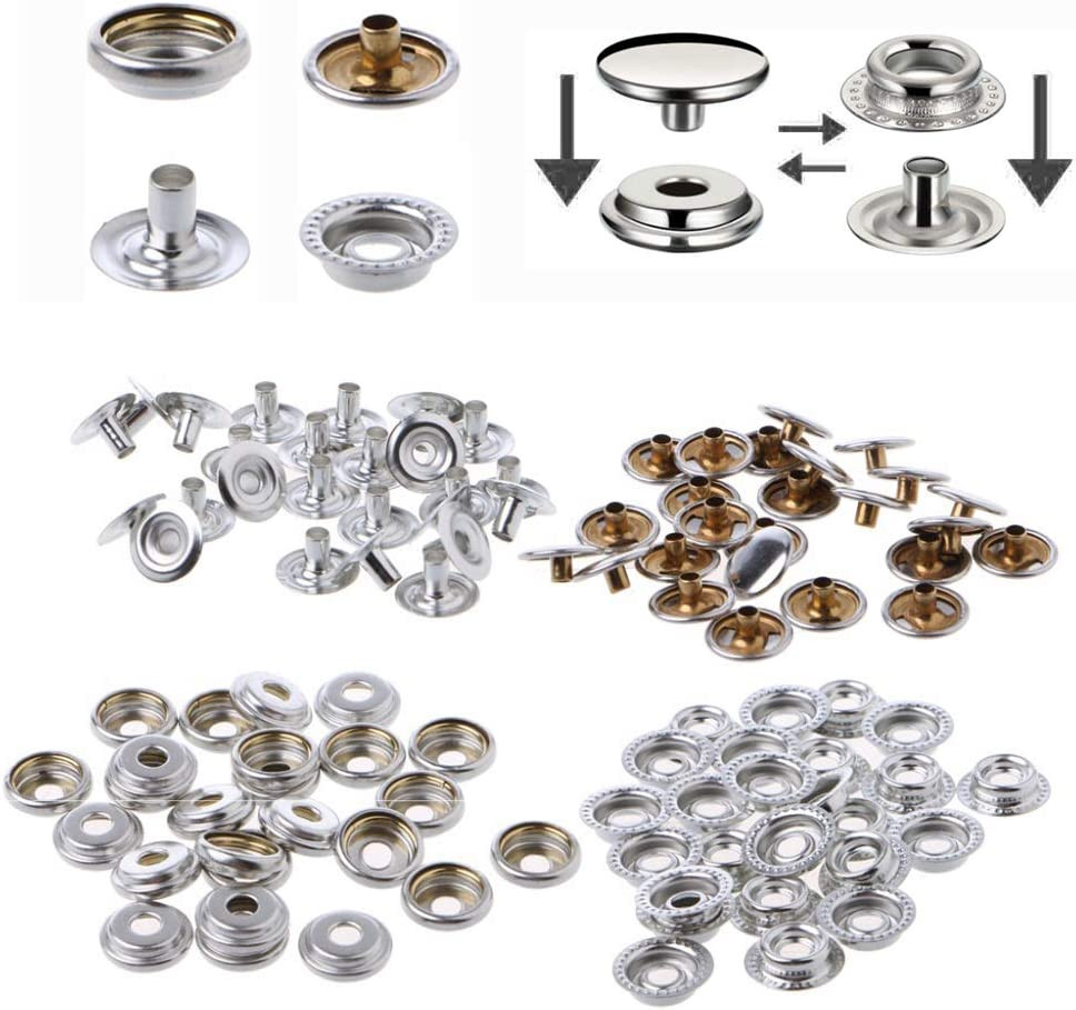 Snaps Kit for Boat Cover,Canvas Screws Snaps Buttons Tool Marine Grade Sewing Fa