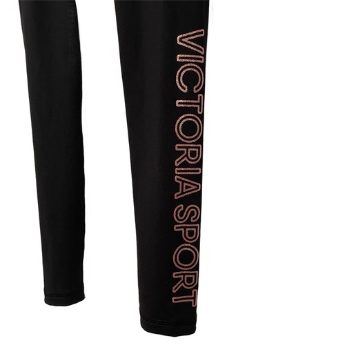 Victorias Secret Sport Knockout Leggings Womens XS Black Gold Glitter Shoutout - Picture 3 of 5