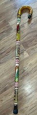 VINTAGE Mexico Hand-Carved Hand-Painted Cane Wooden Walking Stick 70 s Tiger 35