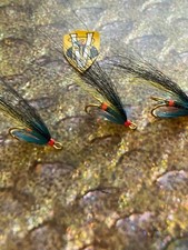 3 V Fly Size 10 Gold Patriot Ultimate Red Spring Munro Double Salmon Flies 
