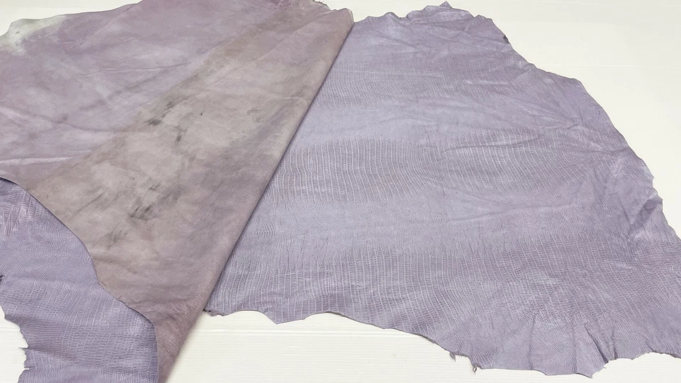 TEJUS REPTILE LILAC texture Italian Lambskin leather 2 skins 14sqf 0.8mm #A7251 - Image 3 of 4