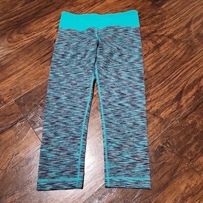 LULULEMON 4 Wunder Under Cropped Leggings Space Dye Alberta Lake Fresh Teal