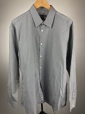 John Varvatos Gray  White Dress Shirt Slim Fit 16 1/2 32/33