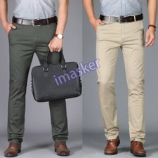 Mens Stretch Chino Slim Fit Relaxed Casual Cotton Dress Skinny Pants Size 30-40