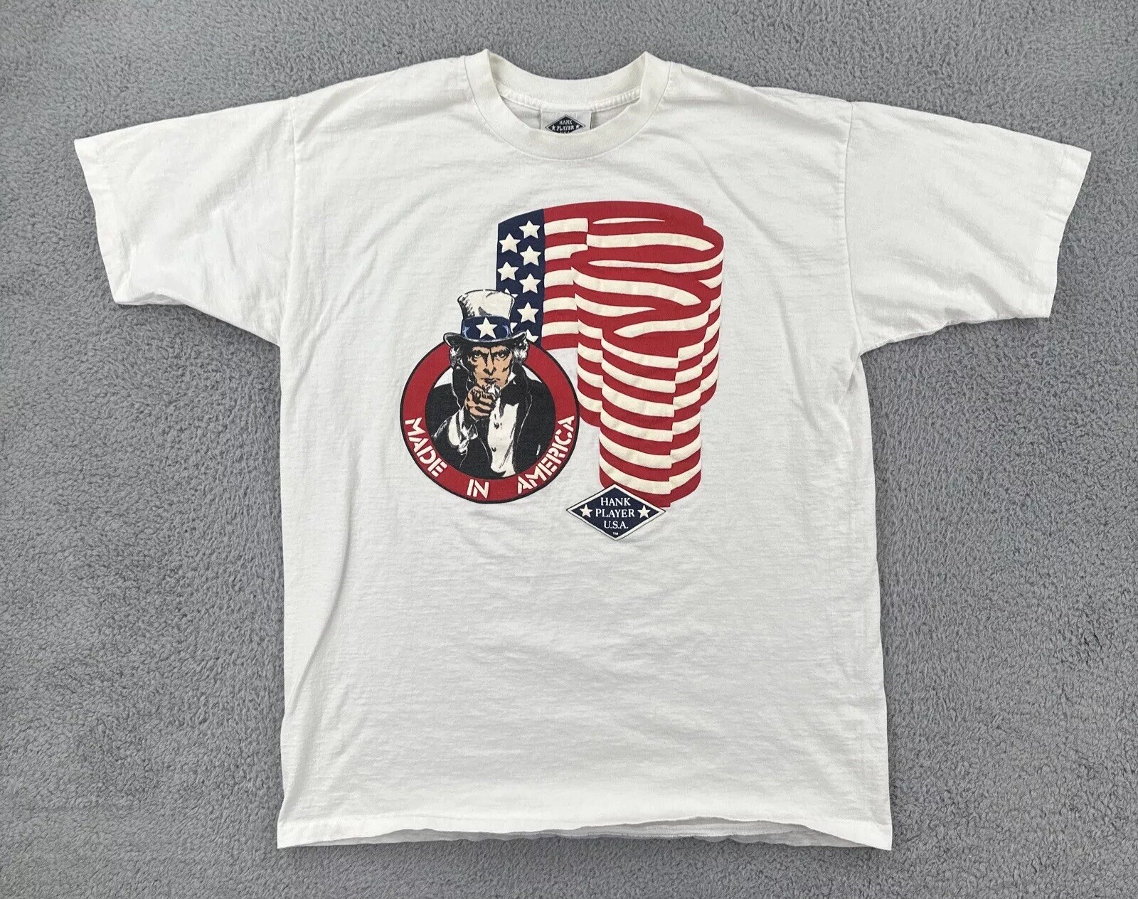 Vintage Hank Player USA Single Stitch XL Heavy White House Tee