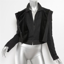 Chloe Womens Black Linen Cotton Velvet Pinstripe Asymmetrical Button Jacket 6-38