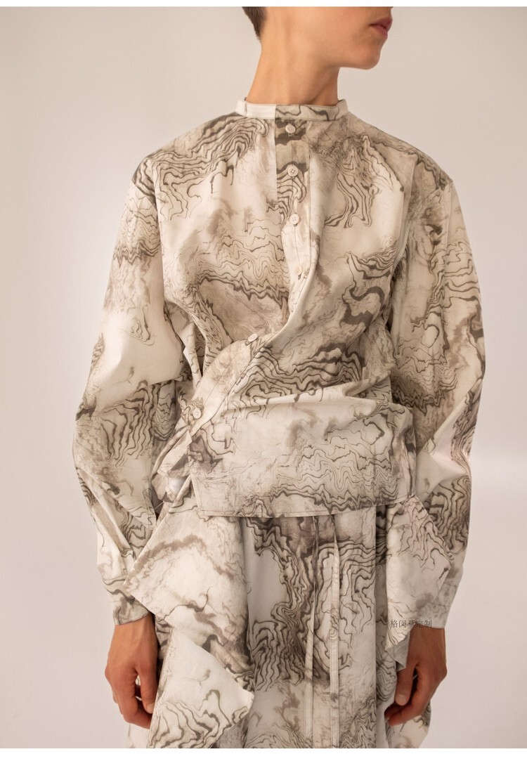 Lemaire Marble landscape print asymmetric front shirt | eBay 