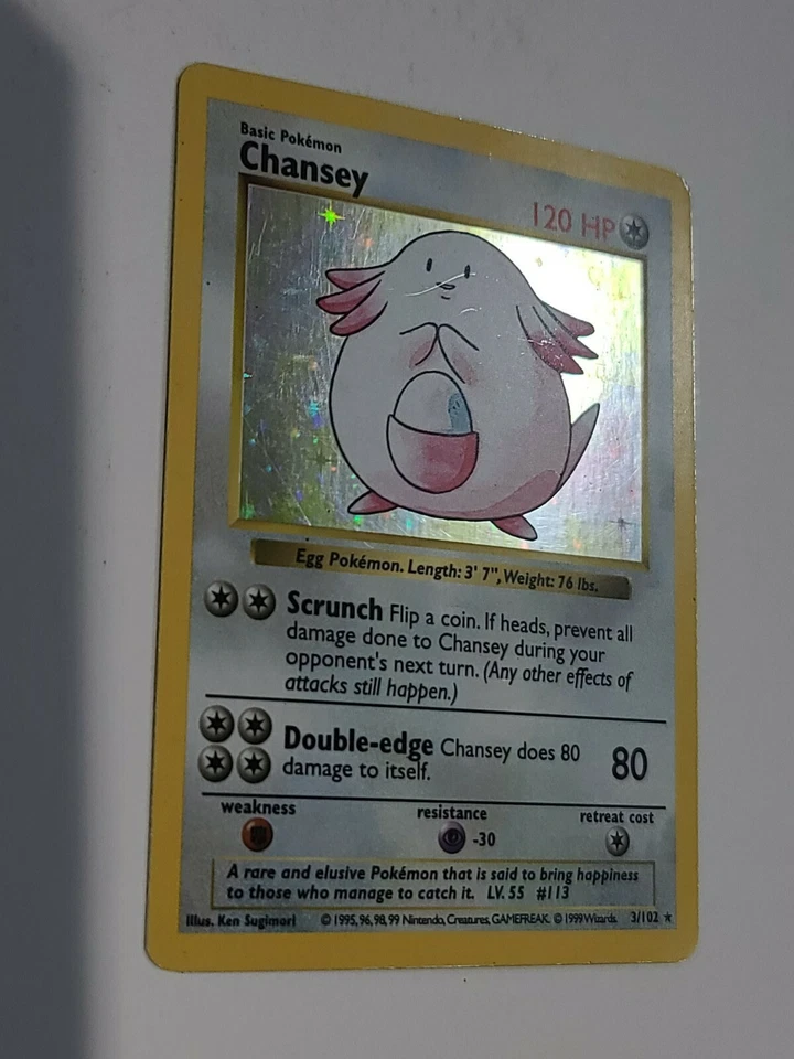 Shadowless Chansey 3/102 Base Set Holo Rare Pokemon Card Original 90's Vtg - Image 3 of 4