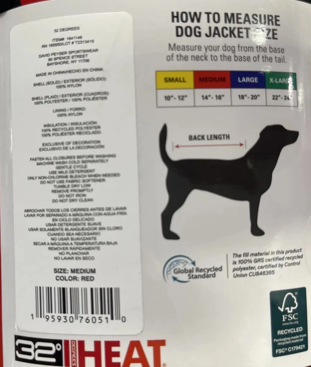 32 Degrees Dog Jacket Large Reflective Trim w Leash Hole eBay