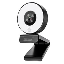 2K/1080P Webcam with Ring Light and Privacy Cover, PA552 Full HD Streaming Web C