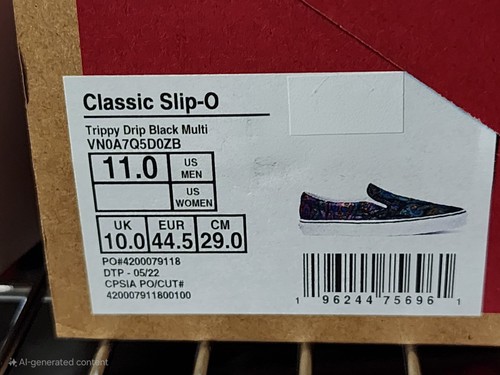 Vans Classic Slip On Trippy Skulls Drip Black Gr. US 11 Herren Neu Psychedelic - Bild 9 von 9