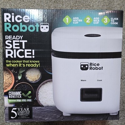 Emson Rice Robot Electric Rice Cooker 4.5 Cup Ceramic Nonstick White