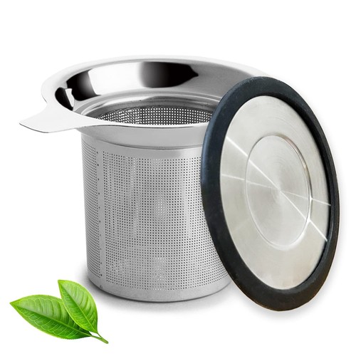 Tea Infuser Extra Fine Mesh Tea Strainer with Silicone Lid 304 Stainless Steel