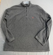 Polo Ralph Lauren Mens Medium Fleece Pullover Gray Red Horse Quarter Zip Sweater